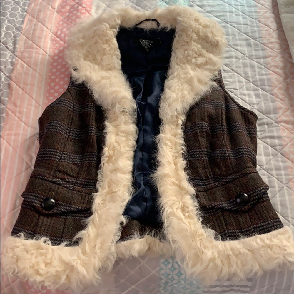 Tailored lamb skin trim vest